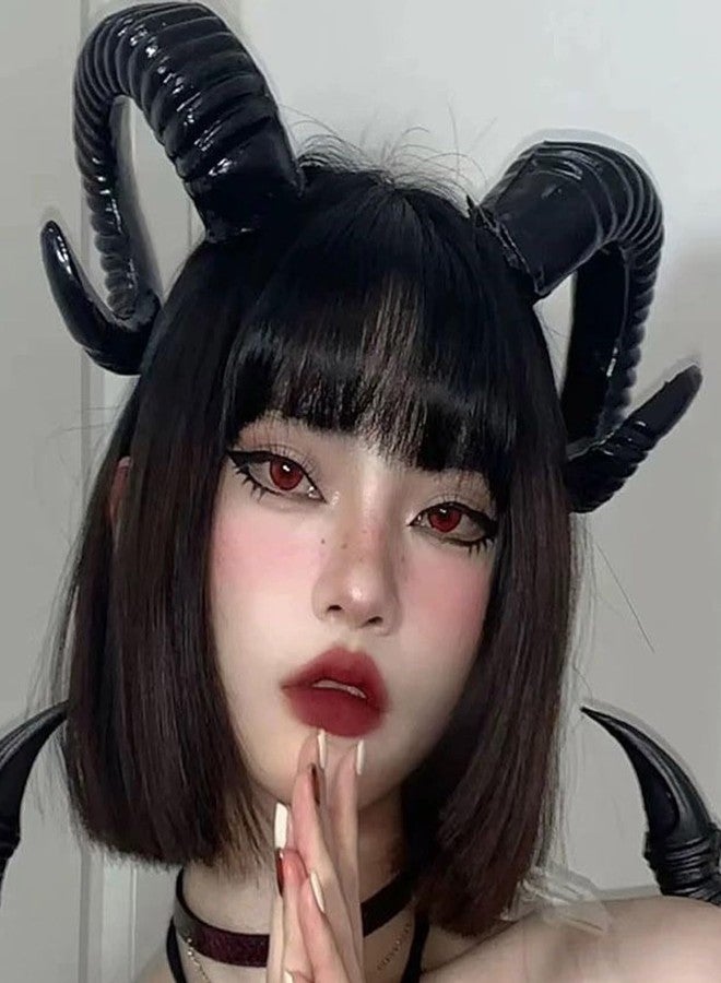 Moyubath Devil Horns Headband, Black Antlers Gothic Steampunk Demon Horns Headband for Halloween Fancy Dress Costume Photo Props - Image 5